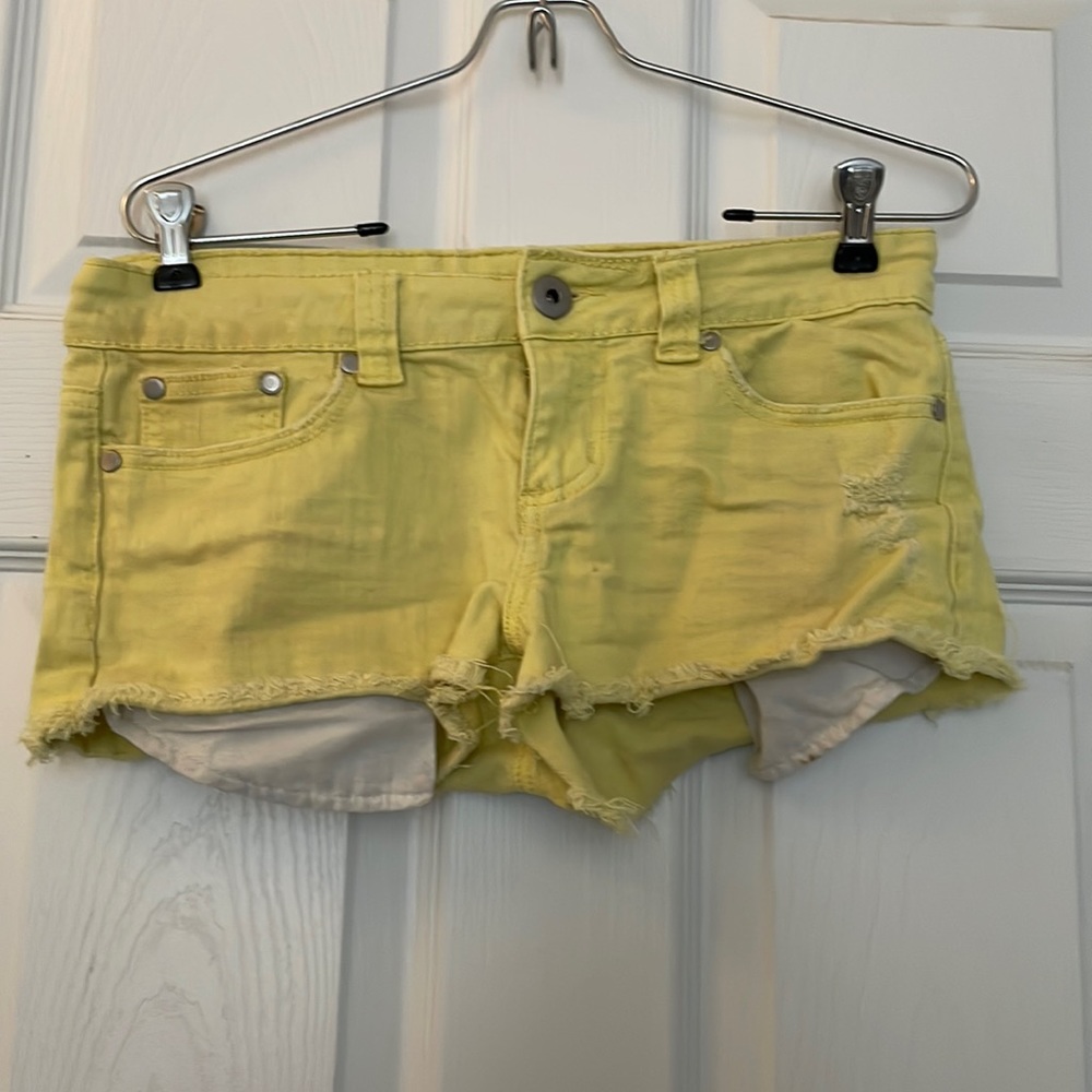 Yellow jean shorts - a